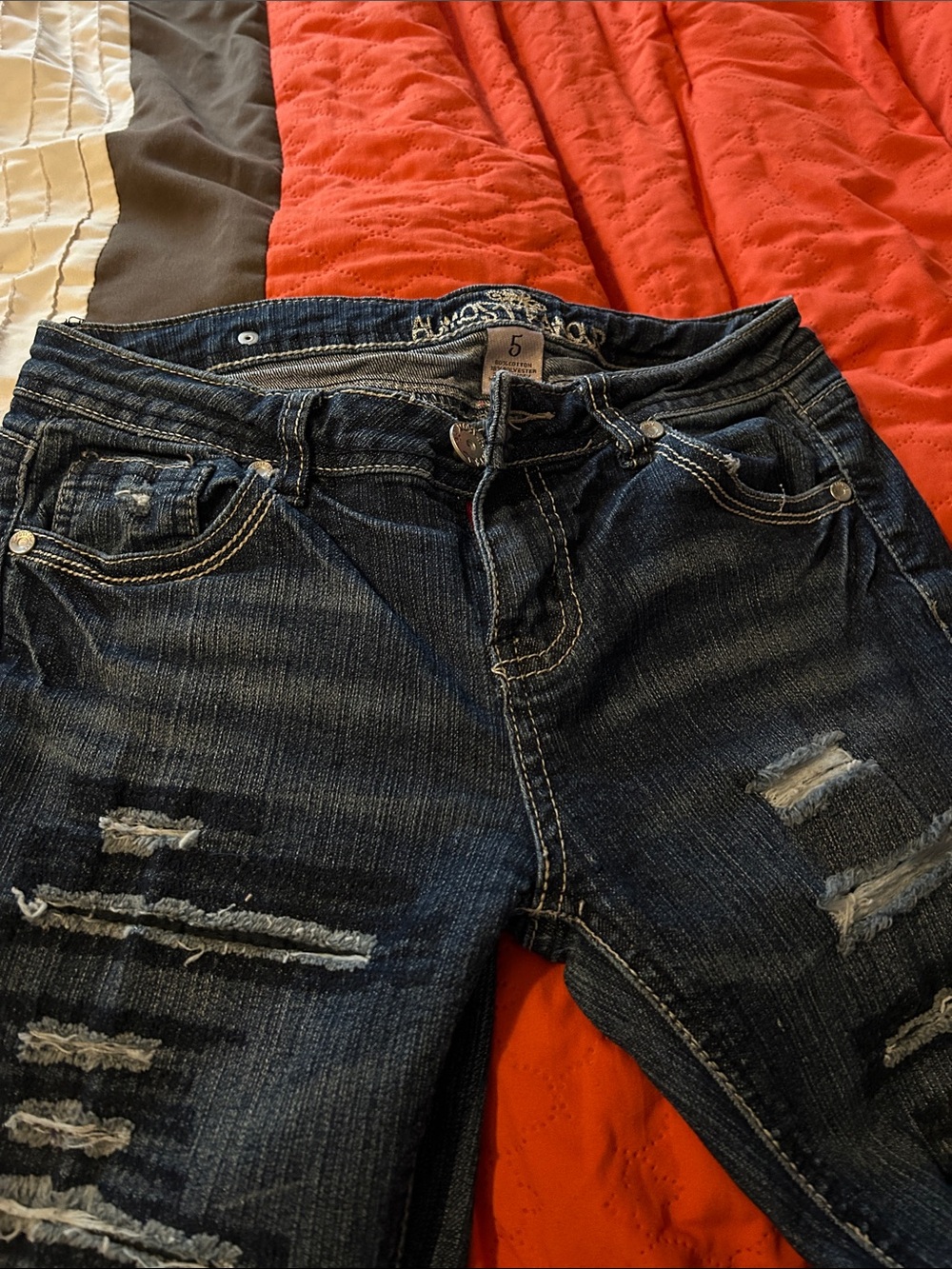 Almost Famous Dark Blue Distressed Boyfriend Jeans